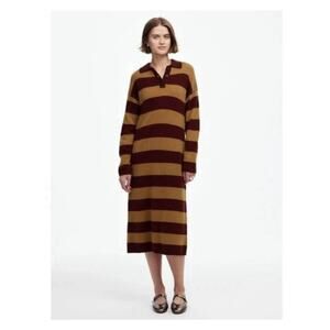 NWT MADEWELL Recycled Cashmere Relaxed Sweater Dress in Aroma Stripe Sz M